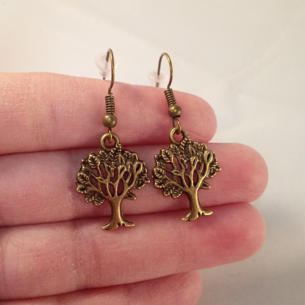 Bronze Tree of Life Earrings Hypoallergenic Hooks